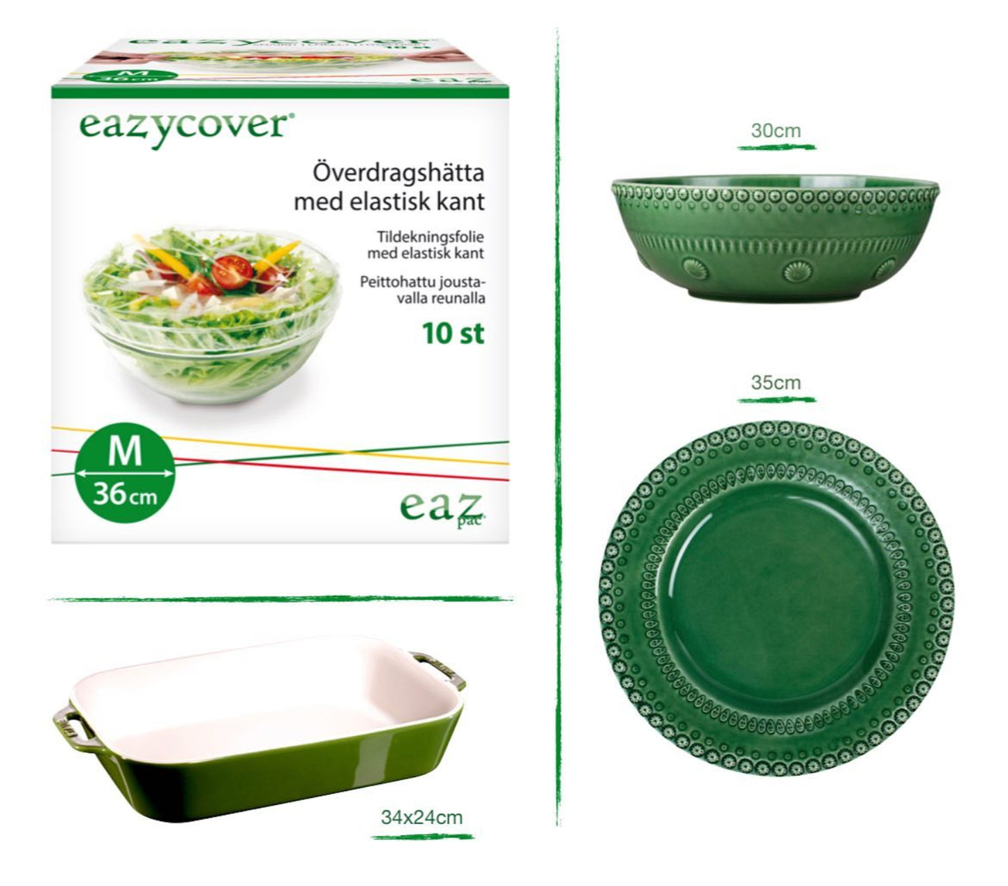 EAZYCOVER 36 cm housse alimentaire/ Boite de 8 pièces
